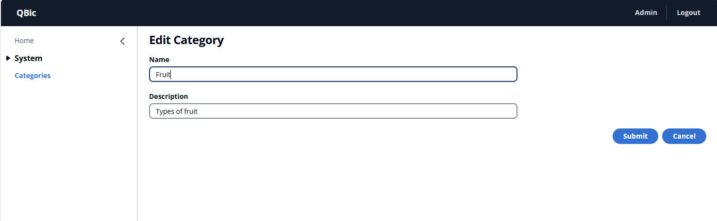 Example edit screen